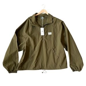 NWT Staple Pigeon Mens XL Olive Green Quarter Zip Windbreaker Jacket STPL 16081